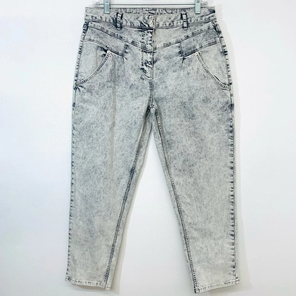 Lascana Jeans Woman 8  Stone Wash High Waist Pockets Stretch Straight Taper Ligh
